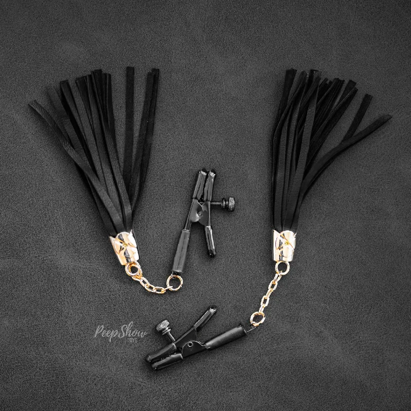 Adjustable Alligator Nipple Clamps with Leatherette Tassels