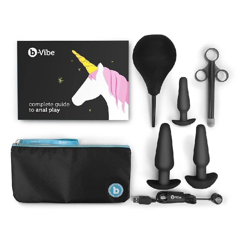 b-Vibe Anal Training & Education Set Plug Kit with Lube Launcher & Enema