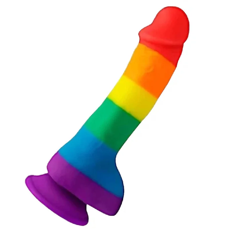 Colorful Pride 7" Rainbow Silicone Dildo With Suction Cup |/| Giant Bigest Anal