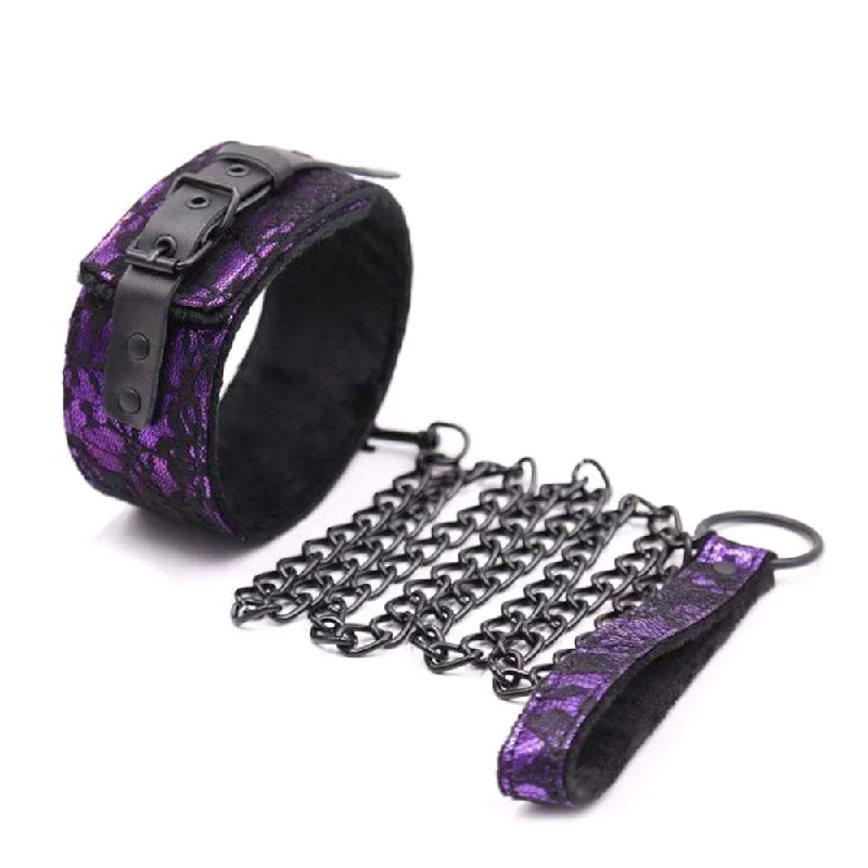 Petplay Fetish Choker Purple Kink Collar And Leash