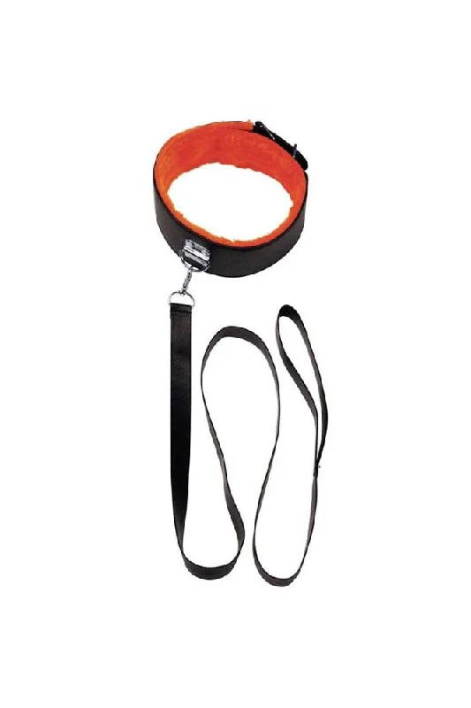 Icon Brands - Orange is the New Black - Short Leash & Collar Set - Black/Orange