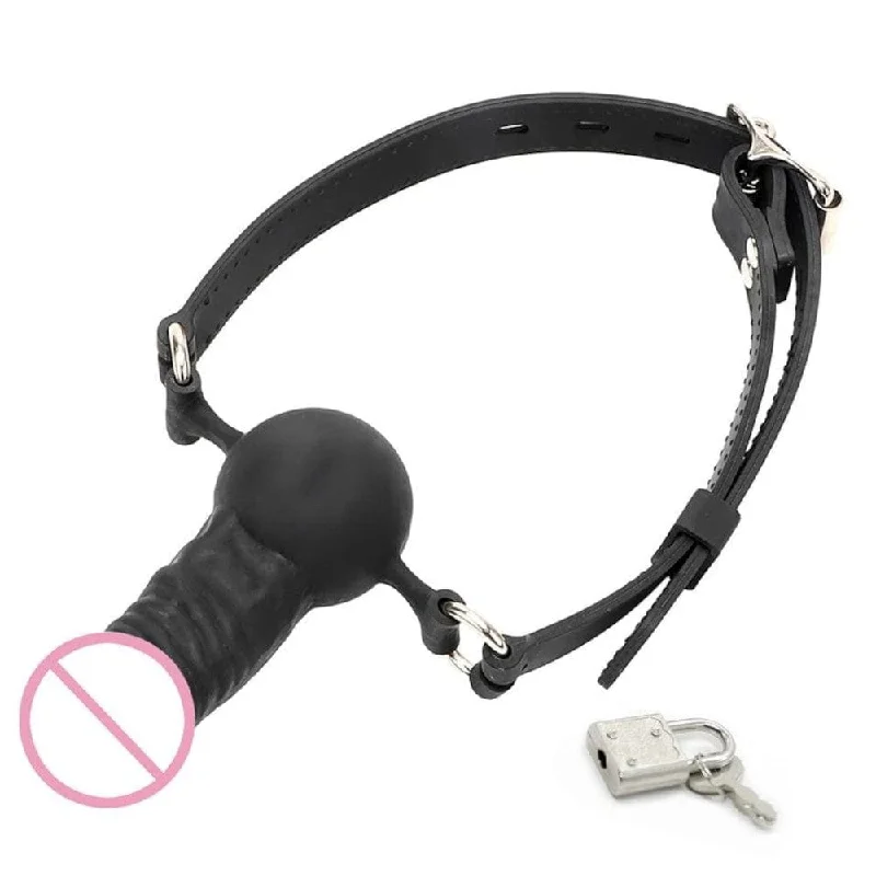 Black Silicone Mouth Lockable Gag