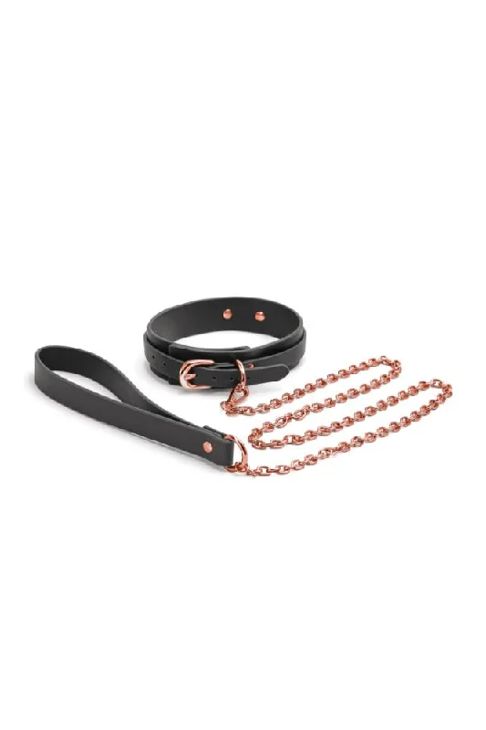 NS Novelties - Bondage Couture - Collar and Leash - Black/Rose Gold