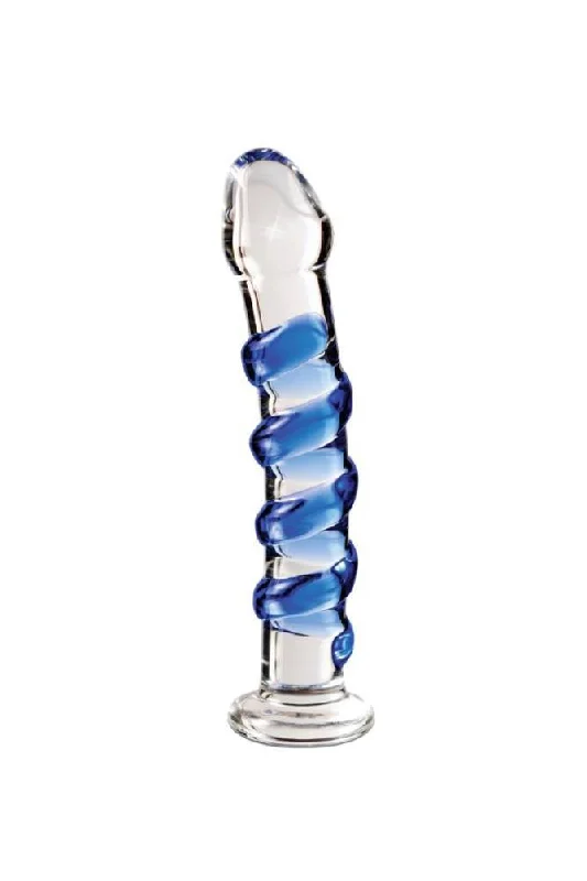 Pipedream - Icicles - No. 5 - Textured Curved Glass Dildo - Clear/Blue