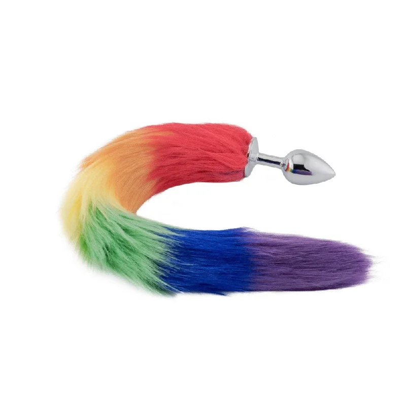 Rainbow Fox Tail Metal Plug 18"