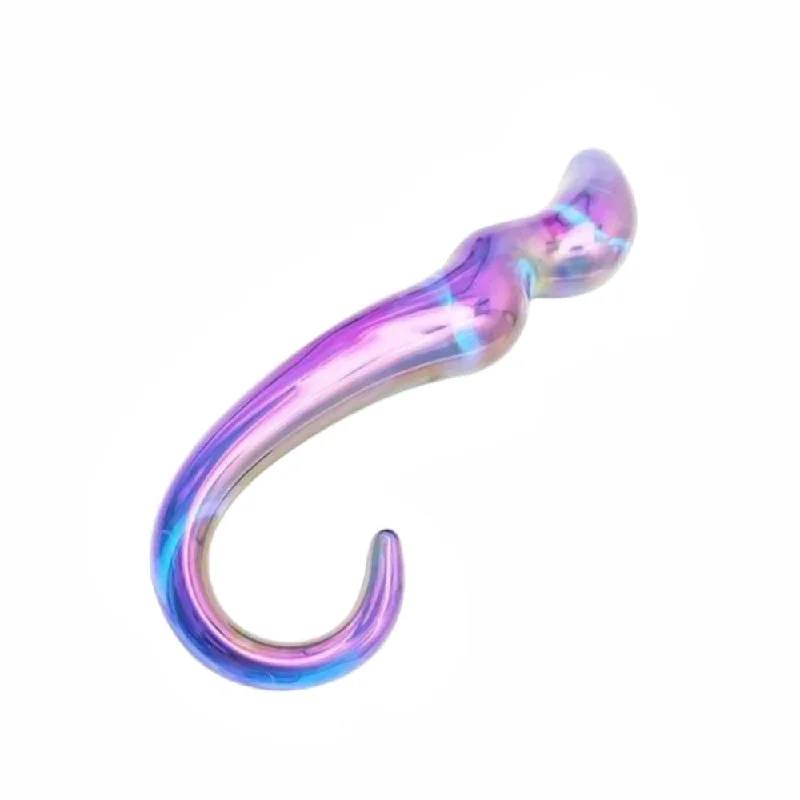 Rainbow Anal Teardrop Glass Dildo