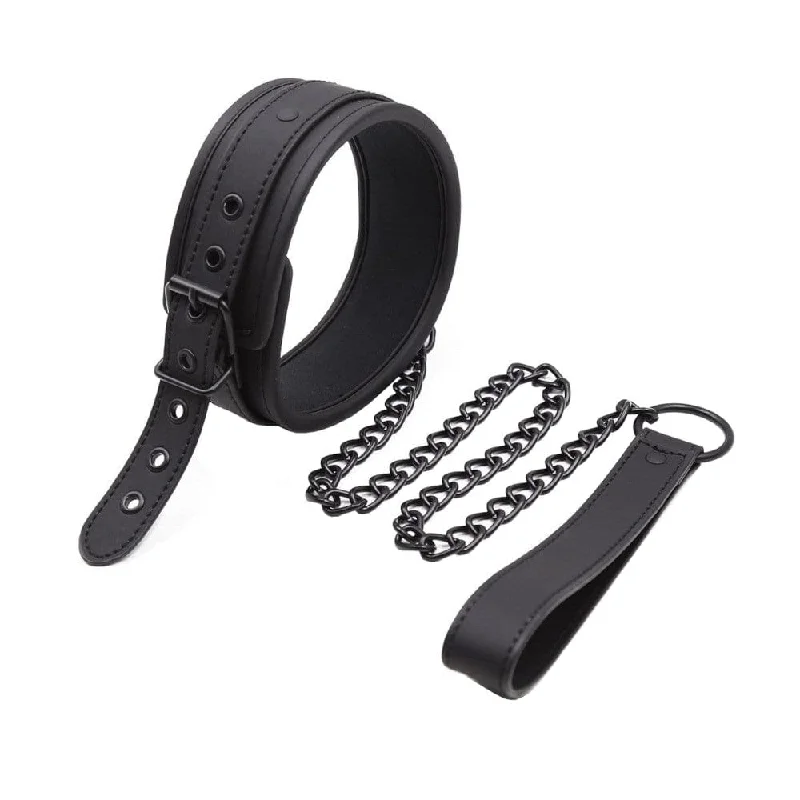 Black BDSM Training Collar And Leash Slave Jewelry for Submissive Fetish