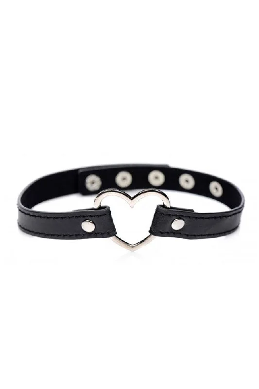 XR Brands - Master Series - Dark Heart Chrome Heart Choker - Black