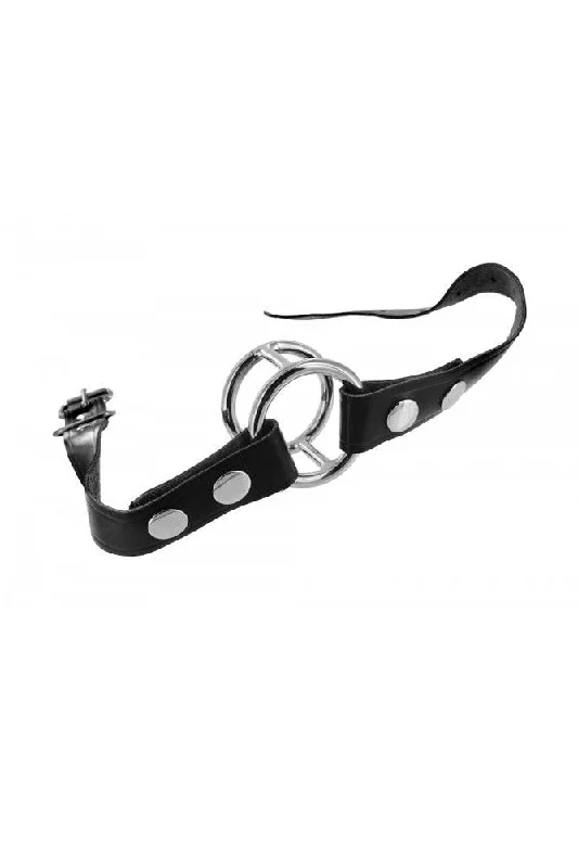 XR Brands - Strict - Deep Throat O Ring Gag - Black/Silver