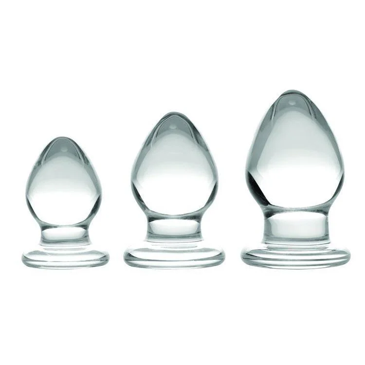 3 Piece Glass Anal Plug Kit