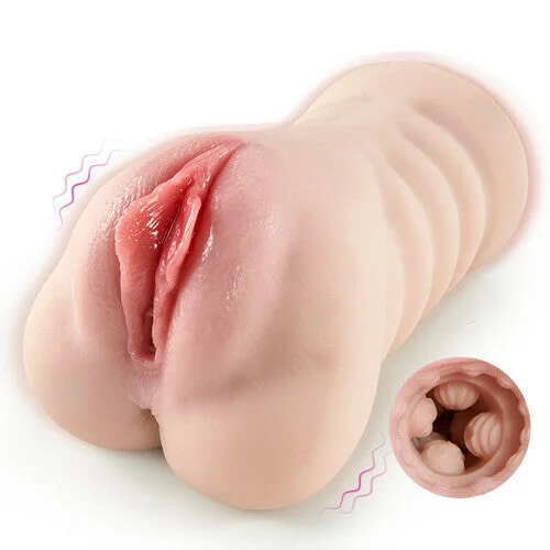 AcmeJoy 10 Vibrations 3D Realistic Textured Pocket Pussy and Tight Anus Sex Stroker