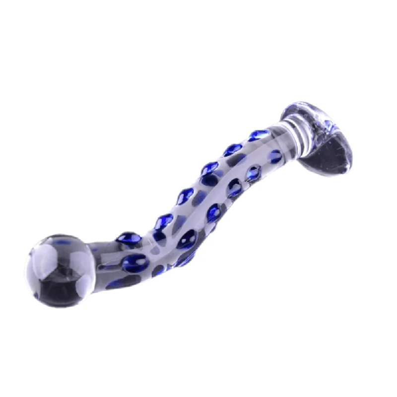 Glass Dotted Sensations 8" Curved Dildo |/| Sea Sided Double Headed