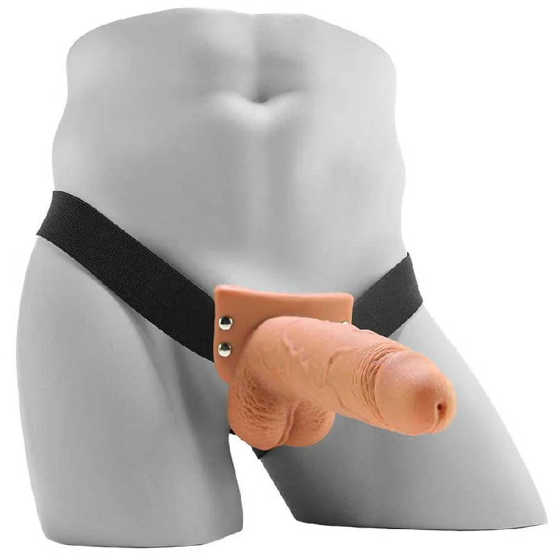 7 Inch Tan Squirting Hollow Realistic Strap-On with Balls by Fetish Fantasy