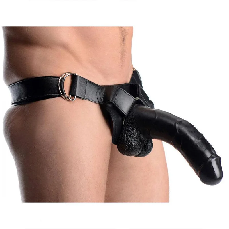 Infiltrator 2 Large 10 Inch Hollow Strap On Penis Extension W/ Harness Black