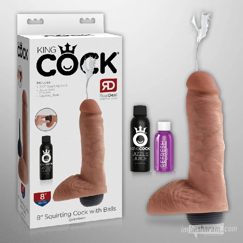 King Cock 8" Squirting Dildo with Balls