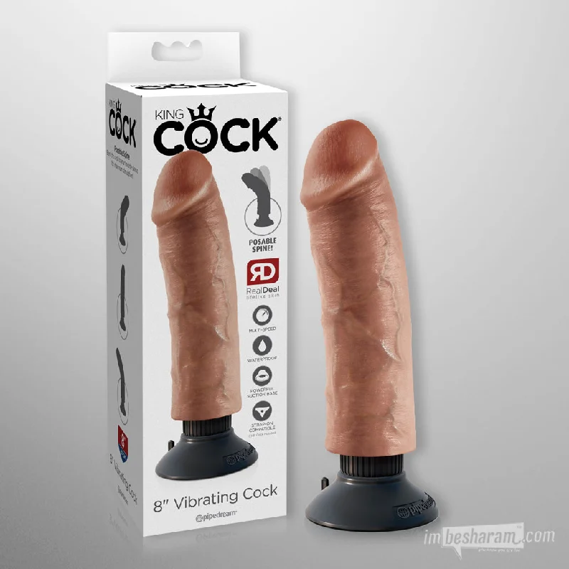 King Cock 8" Vibrating Realistic Dildo