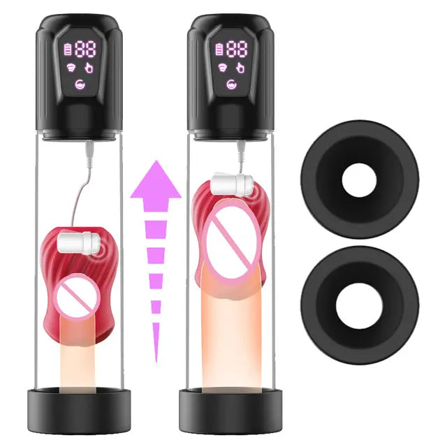 LCD Automatic Penis Pump with Rose Sleeve & Suction Modes