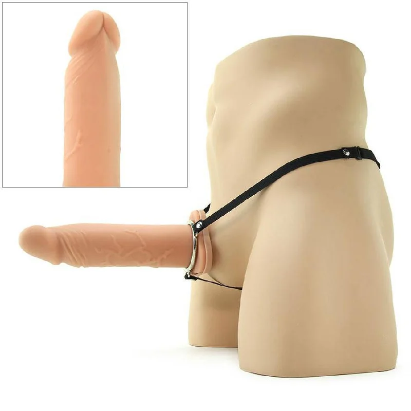 Silicone Penis Extension Sleeve 8 Inch Tan Hollow Strap On X-Tensions